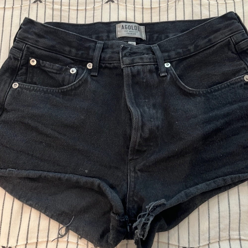 Agolde black denim shorts; barely worn!